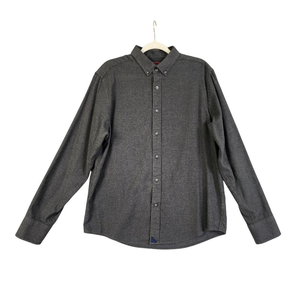 UNTUCKit Mens Costani Brushed Flannel Button Down Shirt Size Large Gray Cotton